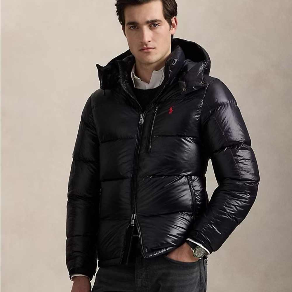 The Gorham Glossed Down Black Jacket Black Polo Ralph Lauren NWT - M